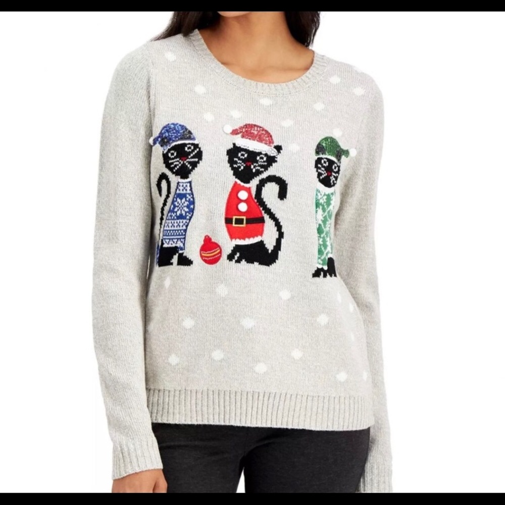 NWT! Karen Scott “Cats in Sweaters” Holiday Sweater